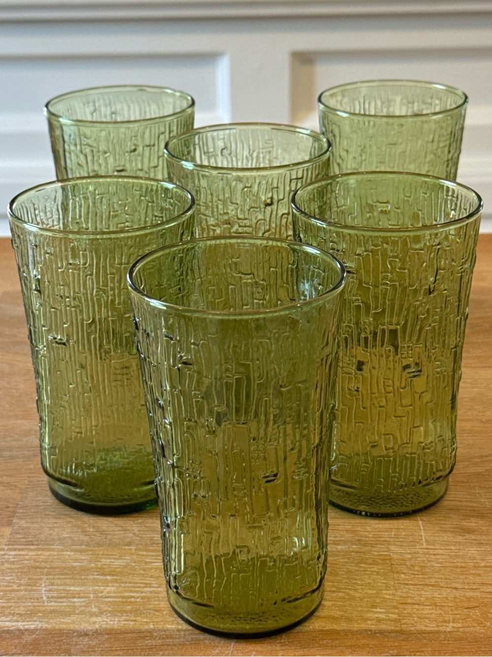 Anchor Hocking Pagoda Avocado Green Tumblers | Set of 6 | 1970s MCM